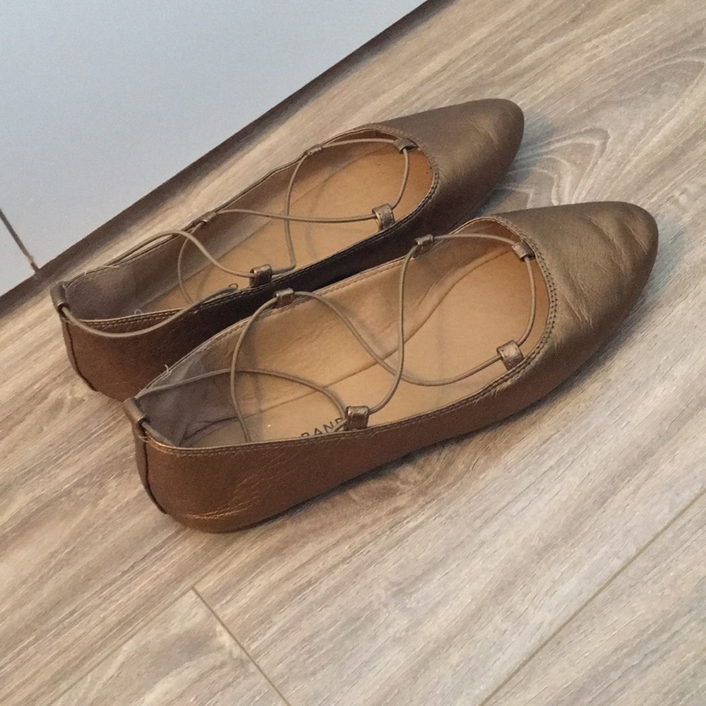 Strappy bronze flats